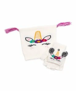 Best Sale ???? MUK LUKS Ivory Unicorn Zoo Baby Hat & Convertible Mitten Set For Kids ????