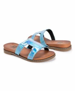 Budget ???? MUK LUKS Blue Holographic Nerissa Slide - ???? Women ????