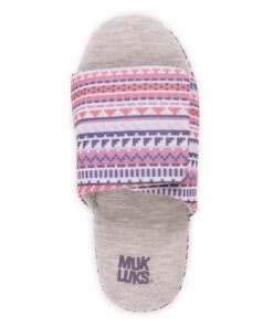 Hot Sale ???? MUK LUKS Pink & Purple Geometric Ansley Jersey Slide Slipper - ???? Women ???? -MUK LUKS SHOP zu92230490 alt 3 tm1613500564