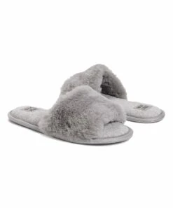 Coupon ???? MUK LUKS Gray Faux Fur Sariah Slide Slipper - ???? Women ⭐
