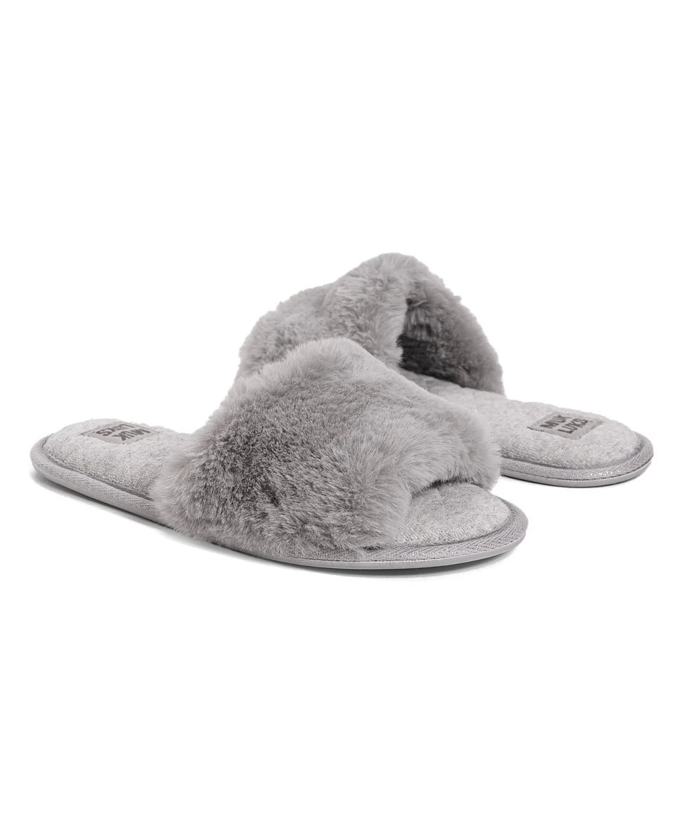 Coupon ???? MUK LUKS Gray Faux Fur Sariah Slide Slipper - ???? Women ⭐ 1 Coupon ???? MUK LUKS Gray Faux Fur Sariah Slide Slipper - ???? Women ⭐