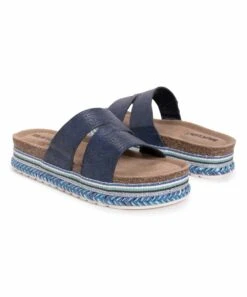 Budget ???? MUK LUKS Navy Beach Blanket Platform ???? Sandal - ???? Women ????
