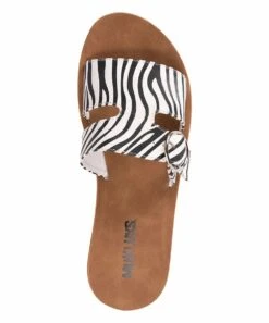 Best Sale ⌛ MUK LUKS Black & White Zebra About You ???? Sandal - ???? Women ???? -MUK LUKS SHOP zu94200969 alt 3 tm1617887485 1