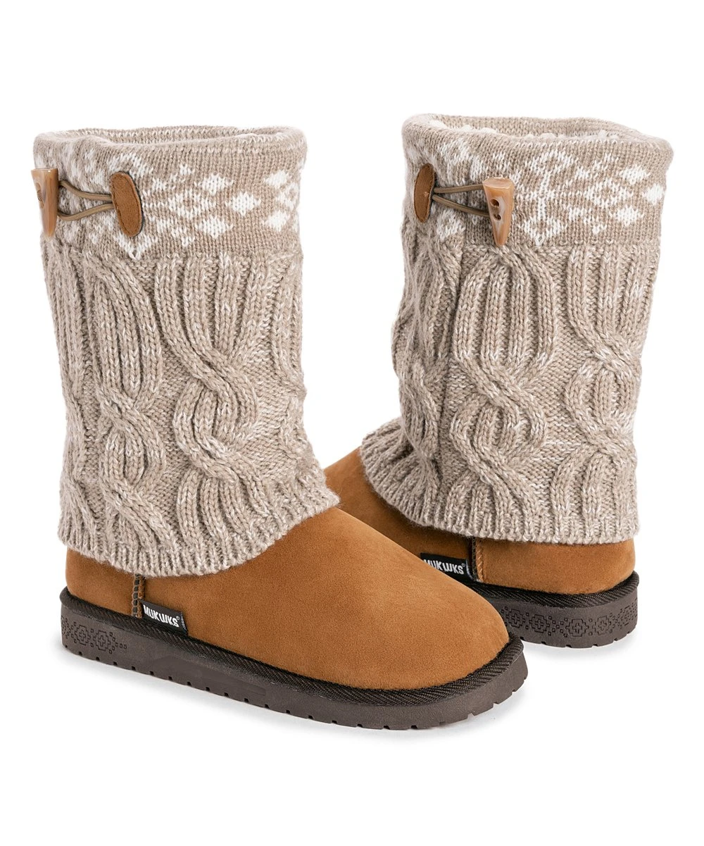 Wholesale ???? Essentials By MUK LUKS Beige Cheryl Cable Knit ???? Boots - ???? Women ⭐ 1 Wholesale ???? Essentials By MUK LUKS Beige Cheryl Cable Knit ???? Boots - ???? Women ⭐