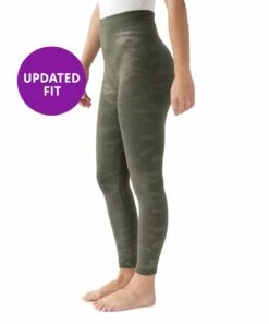 New ???? MUK LUKS Dark Olive Camo Fleece-Lined Embossed Leggings - ???? Women & Juniors ????