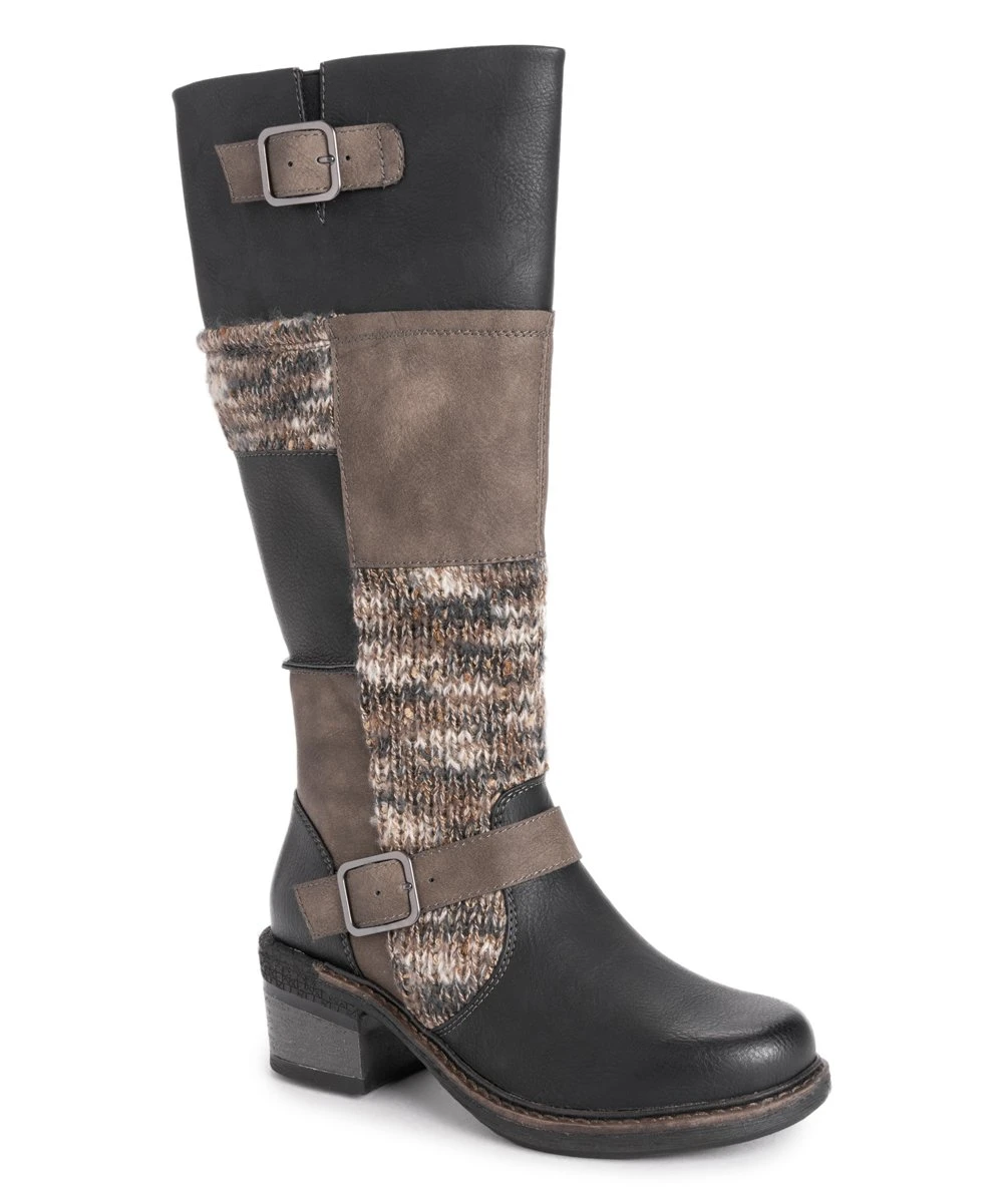 Brand new ???? LUKEES By MUK LUKS Black & Brown Patch Buckle-Detail Arya Boot - ???? Women ???? 2 Brand new ???? LUKEES By MUK LUKS Black & Brown Patch Buckle-Detail Arya Boot - ???? Women ???? - Image 2