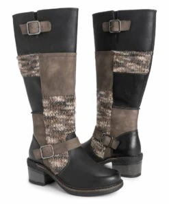 Brand new ???? LUKEES By MUK LUKS Black & Brown Patch Buckle-Detail Arya Boot - ???? Women ????