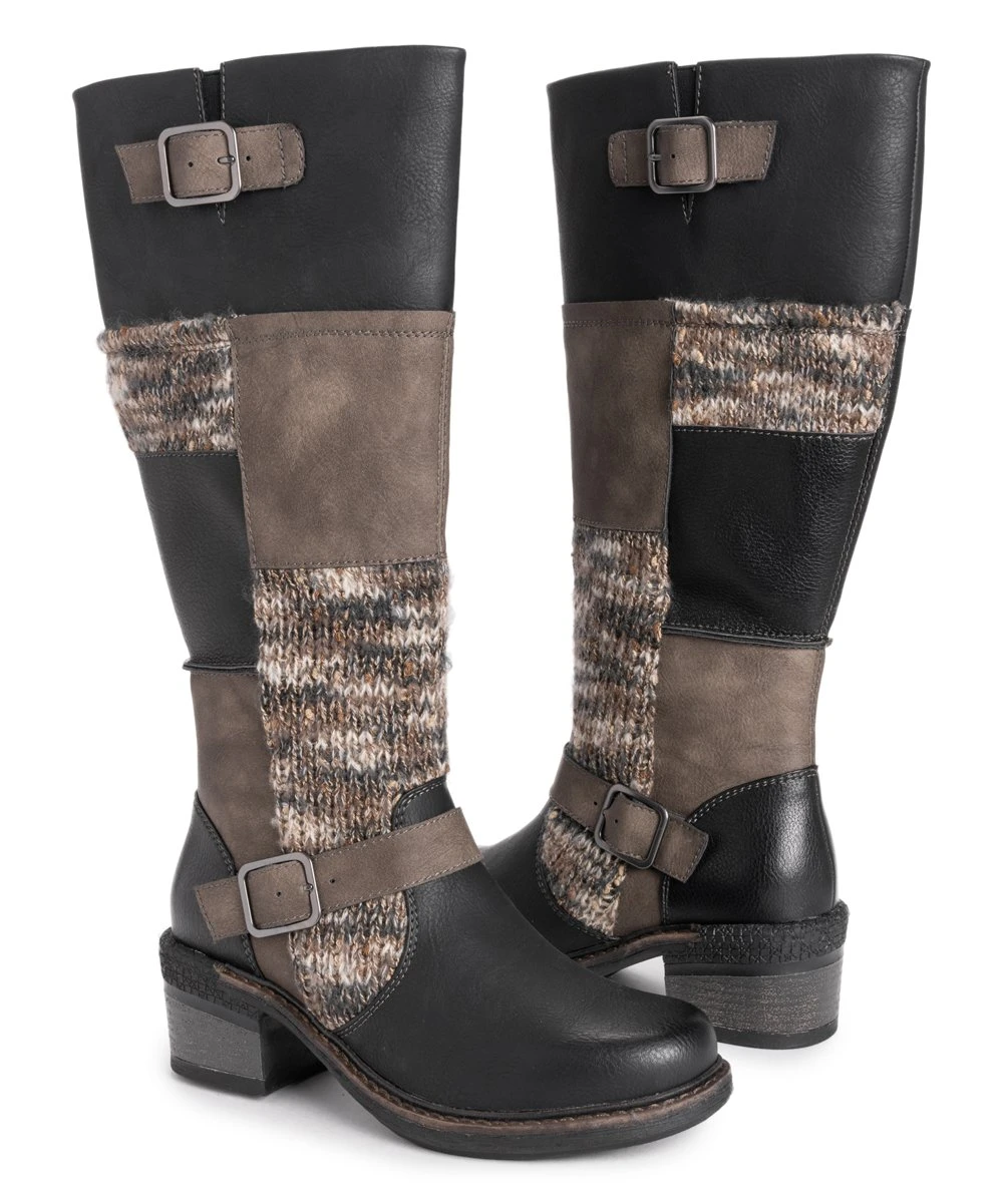 Brand new ???? LUKEES By MUK LUKS Black & Brown Patch Buckle-Detail Arya Boot - ???? Women ???? 1 Brand new ???? LUKEES By MUK LUKS Black & Brown Patch Buckle-Detail Arya Boot - ???? Women ????