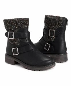 Promo ✔️ LUKEES By MUK LUKS Black Buckle-Detail Logger Quebec Ankle Boot - ???? Women ????