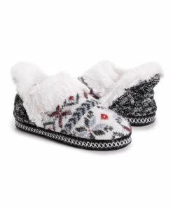 Deals ⌛ MUK LUKS Ebony & Ghost Magdalena Fair Isle Faux Fur Slipper - ???? Women ✨