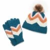 Budget ???? MUK LUKS Blue & Beige Color Block Pom-Pom Beanie & Gloves For ???? Women ????