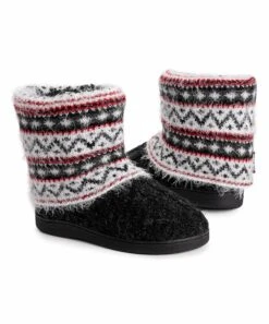 Cheapest ✨ MUK LUKS Ebony & Dark Gray Fair Isle Raquel Slipper Boot - ???? Women ????