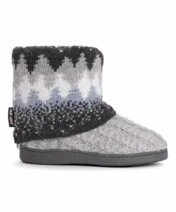 Brand new ???? MUK LUKS Medium Gray Heather Geometric Raquel Slipper Boot - ???? Women ⭐ -MUK LUKS SHOP zu99566950 alt 2 tm1631543806