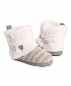 Budget ???? MUK LUKS Ivory & Gray Geometric Tabitha Slipper Boot - ???? Women ????