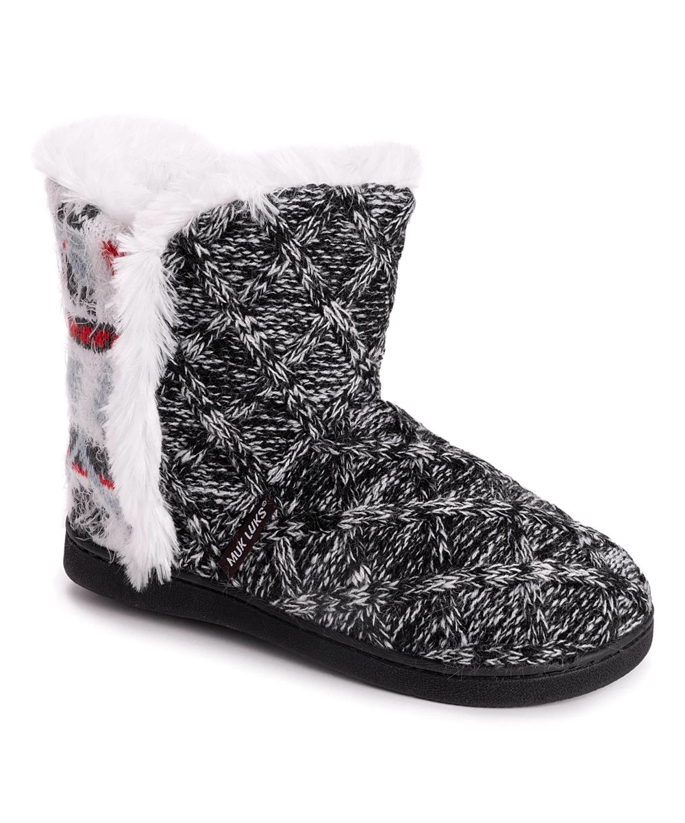 Best Pirce ???? MUK LUKS Ebony & Ghost Fair Isle Cheyenne Slipper Boot - ???? Women ???? 2 Best Pirce ???? MUK LUKS Ebony & Ghost Fair Isle Cheyenne Slipper Boot - ???? Women ???? - Image 2